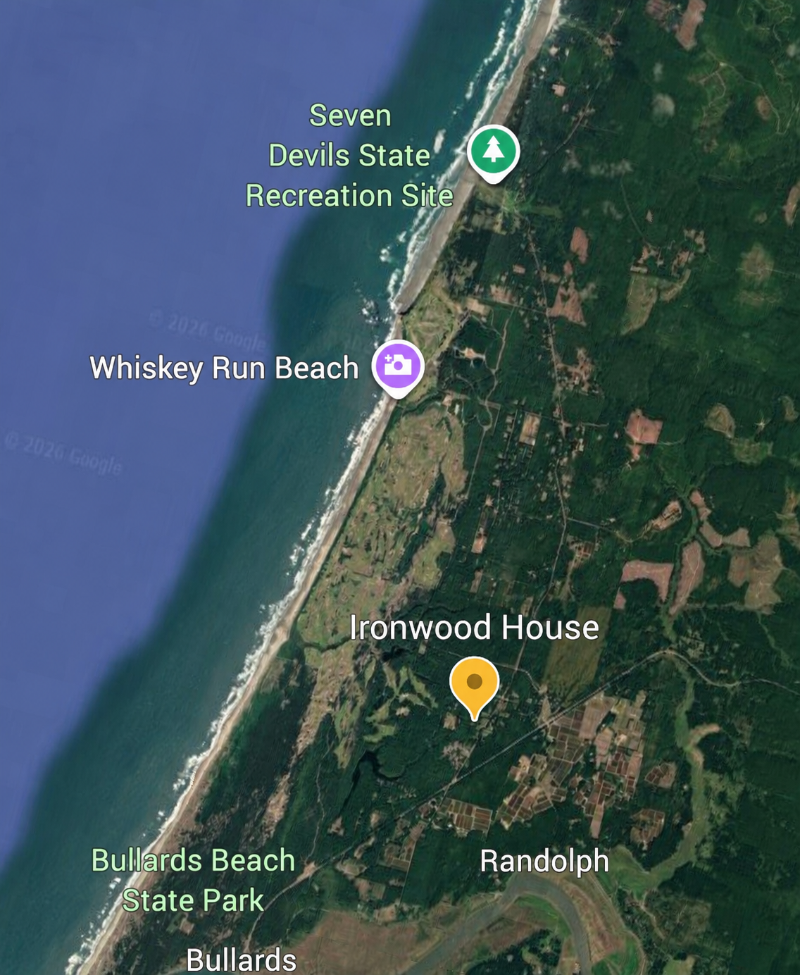Aerial view of Ironwood House near Bandon Dunes Golf Resort